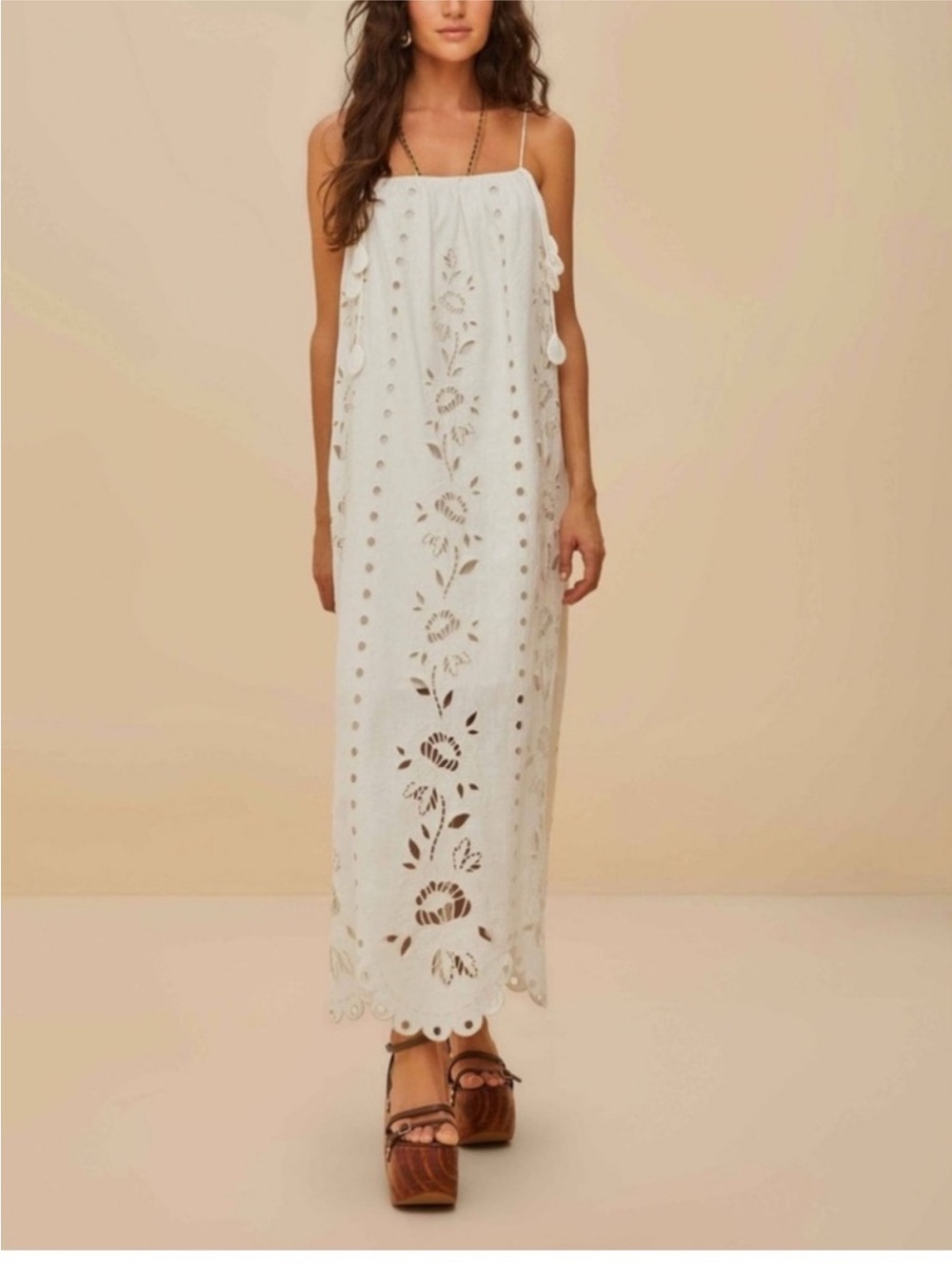FARM RIO Embroidered Richelieu White Maxi Dress - Picture 2 of 13